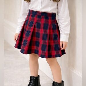 VTG Y2K Tommy Hilfiger Preppy Red Blue Plaid Pleated School Girl Skirt, Girls 8